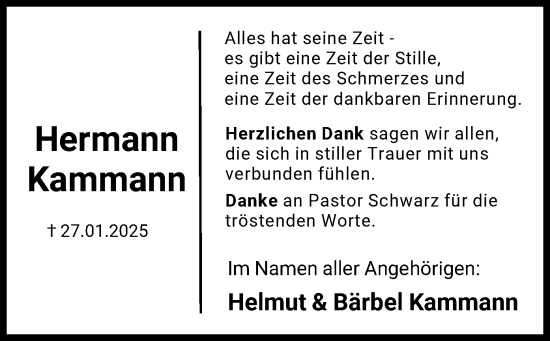 Todesanzeige von Hermann Kammann von SYK