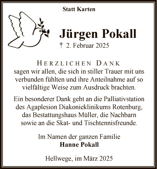 Todesanzeige von Jürgen Pokall von SYK
