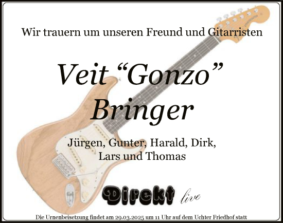 Todesanzeige von Veit Bringer von SYKSYK