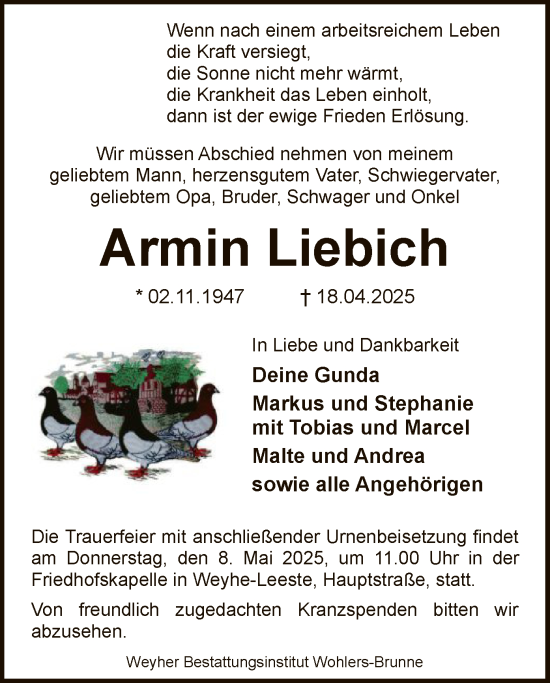 Todesanzeige von Armin Liebich von SYK