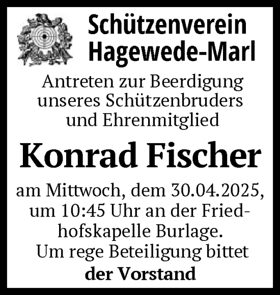 Todesanzeige von Konrad Fischer von SYK