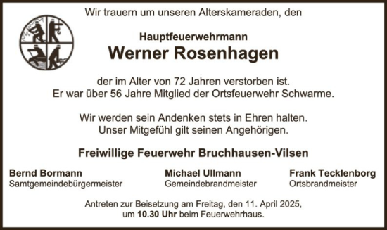 Todesanzeige von Werner Rosenhagen von SYK