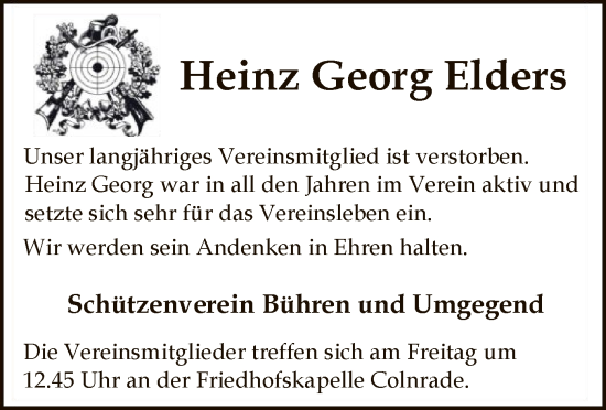 Todesanzeige von Heinz Georg Elders von SYK
