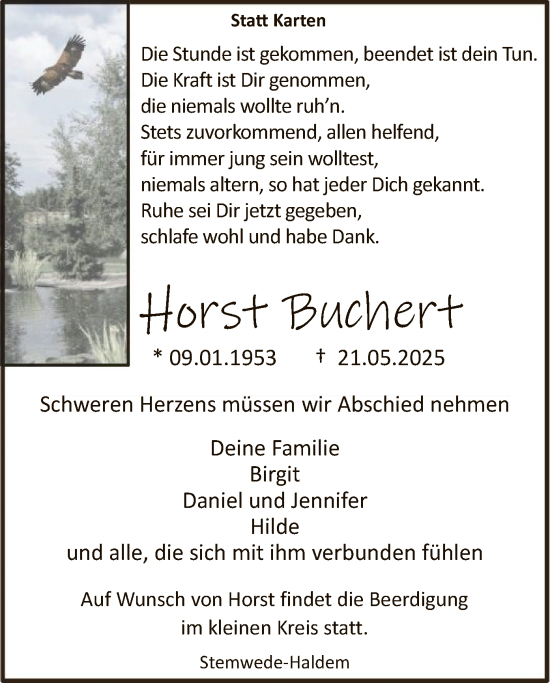 Todesanzeige von Horst Buchert von SYKS
