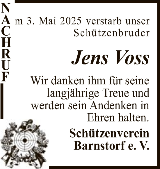 Todesanzeige von Jens Voss von SYK