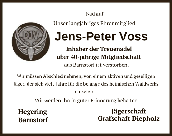 Todesanzeige von Jens Voss von SYK