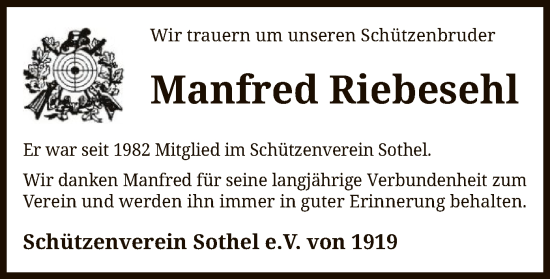 Todesanzeige von Manfred Riebesehl von SYKR