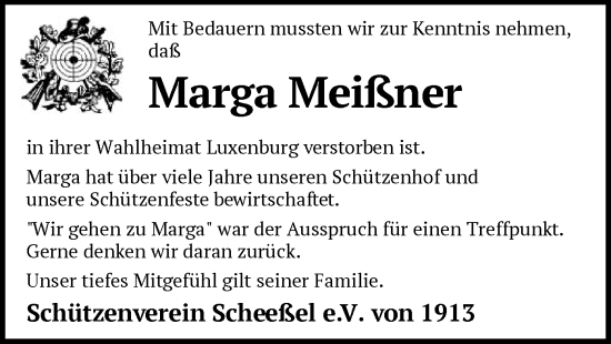Todesanzeige von Marga Meißner von SYKR