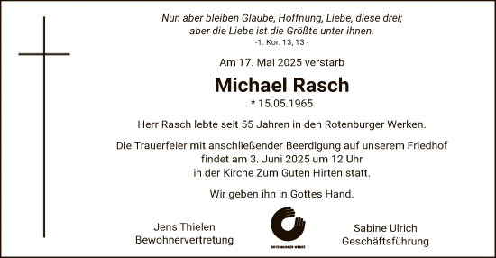 Todesanzeige von Michael Rasch von SYKR