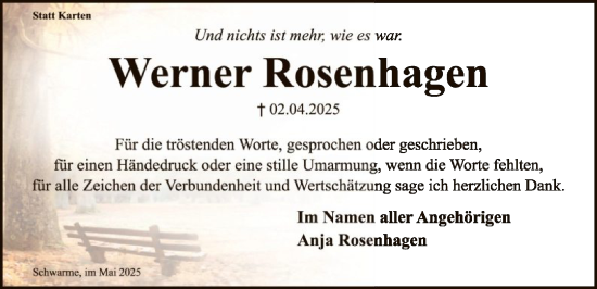 Todesanzeige von Werner Rosenhagen von SYKSYK