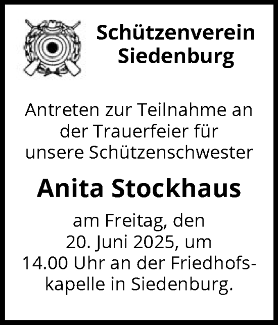 Todesanzeige von Anita Stockhaus von SYKS