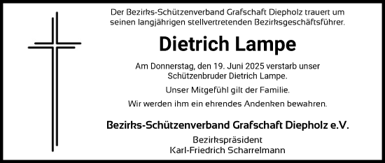 Todesanzeige von Dietrich Lampe von SYKS