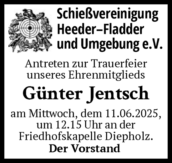 Todesanzeige von Günter Jentsch von SYKS