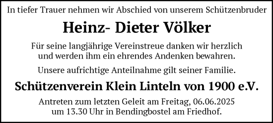 Todesanzeige von Heinz-Dieter Völker von SYKS