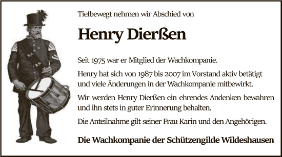 Todesanzeige von Henry Dierßen von SYWZ