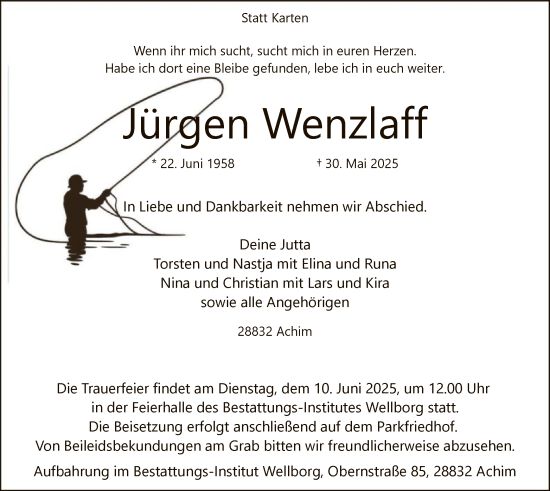 Todesanzeige von Jürgen Wenzlaff von SYKS