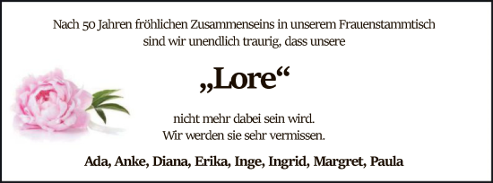 Todesanzeige von Lore  von SYWZ
