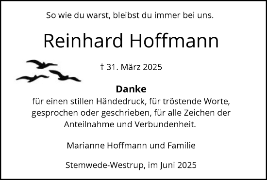 Todesanzeige von Reinhard Hoffmann von SYKS