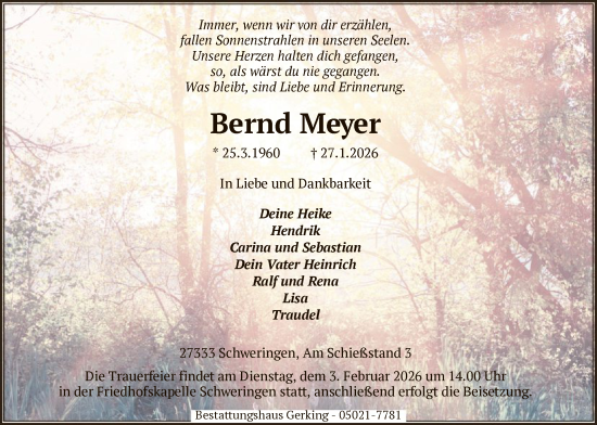 Todesanzeige von Bernd Meyer von SYKS