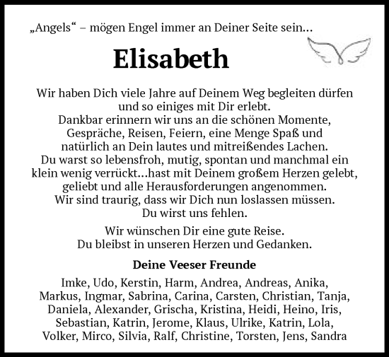 Todesanzeige von Elisabeth Hullmann von SYKR