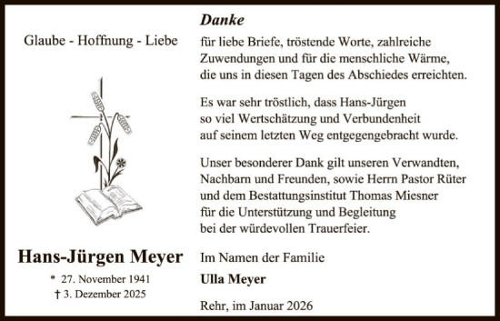 Todesanzeige von Hans-Jürgen Meyer von SYKR