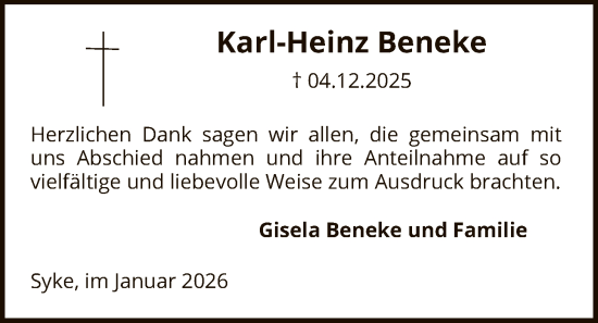 Todesanzeige von Karl-Heinz Beneke von SYKS