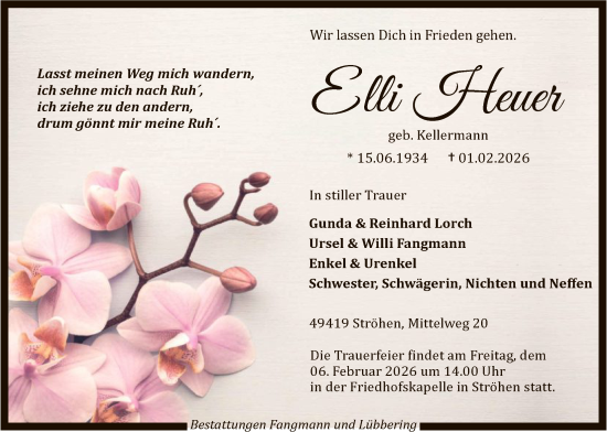 Todesanzeige von Elli Heuer von SYKS