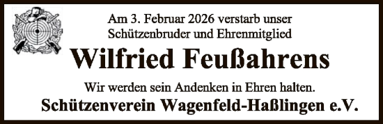 Todesanzeige von Wilfried Feußahrens von SYKS