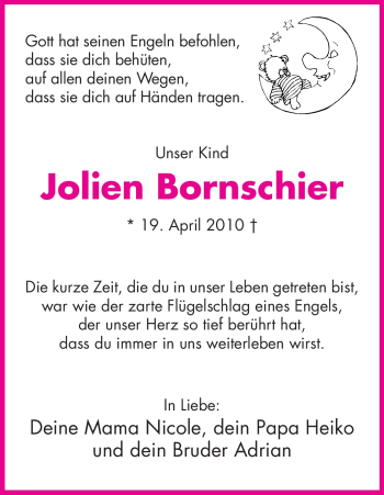 Todesanzeige von Jolien Bornschier von HERSFELDER ZEITUNG