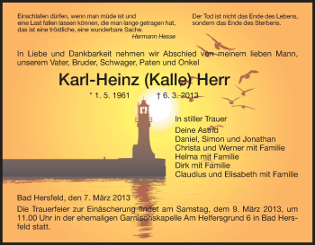 Todesanzeige von Karl-Heinz Herr von Hersfeld