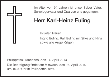 Todesanzeige von Karl-Heinz Euling von Hersfeld