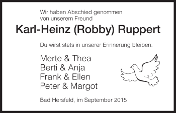 Todesanzeige von Karl-Heinz  Ruppert von Hersfeld