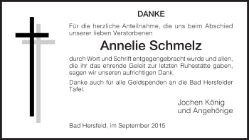 Todesanzeige von Annelie Schmelz von Hersfeld