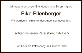 Todesanzeige von Eike Ellenberger von Hersfeld