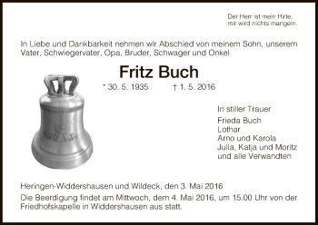 Todesanzeige von Fritz Buch von Hersfeld