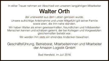Todesanzeige von Walter Orth von Hersfeld