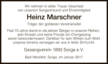 Todesanzeige von Heinz Marschner von Hersfeld