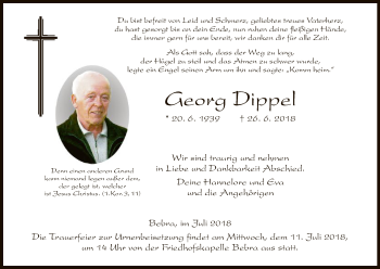 Todesanzeige von Georg Dippel von Hersfeld