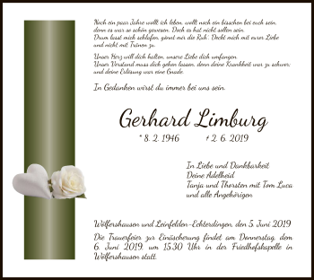 Todesanzeige von Gerhard Limburg von Hersfeld