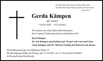 Todesanzeige von Gerda Kämpen von HZ