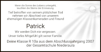 Todesanzeige von Patrick  von HZ