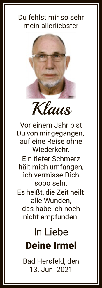 Todesanzeige von Klaus  von HZ