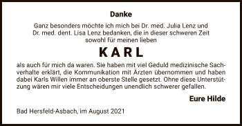 Todesanzeige von Karl  von HZ