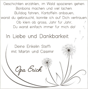 Todesanzeige von Erich  von HZ
