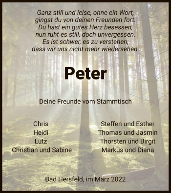 Todesanzeige von Peter  von HZ