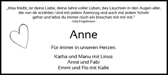 Todesanzeige von Anne  von HZ