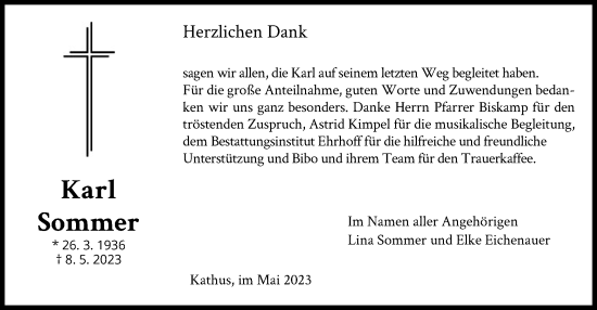 Todesanzeige von Karl Sommer von HZ