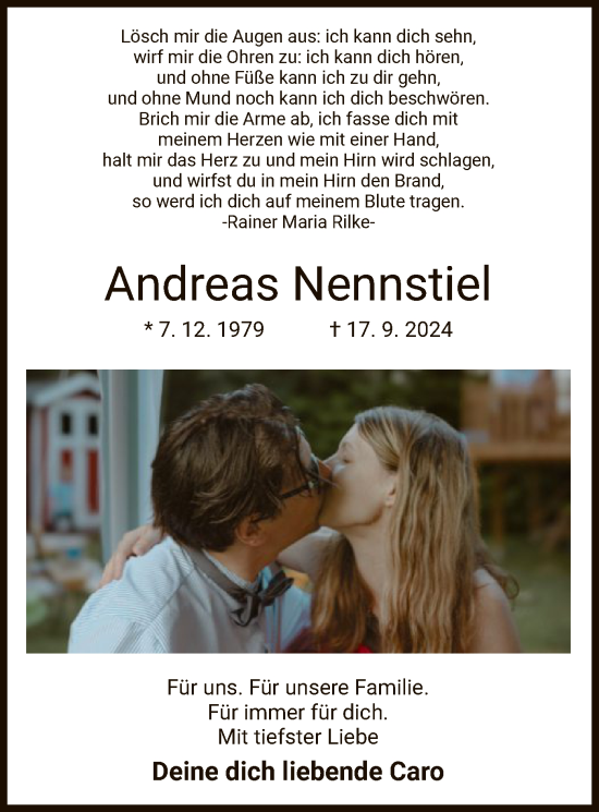 Todesanzeige von Andreas Nennstiel von HZ