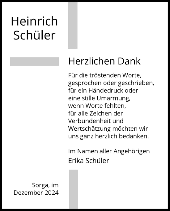 Todesanzeige von Heinrich Schüler von HZ