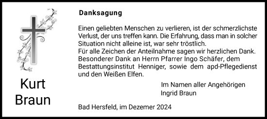 Todesanzeige von Kurt Braun von HZ